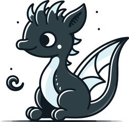 Cute cartoon little skunk sitting on the ground. Vector illustration.