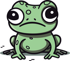 Frog vector illustration. Cute cartoon frog isolated on white background.