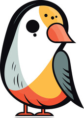 Cute cartoon bird. Vector illustration isolated on a white background.