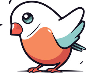 Vector illustration of cute little bird. Hand drawn doodle style.