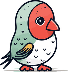 Cute cartoon bird on a white background. Vector illustration. Doodle.