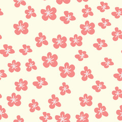 Floral vintage seamless pattern. Hippie flower power retro textile print. Groovy botanical wallpaper