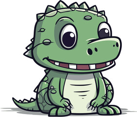 Cute cartoon crocodile. Vector illustration isolated on white background.