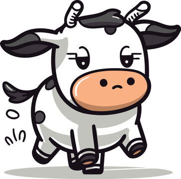 Cute cow cartoon character. Vector illustration. Cute cow.