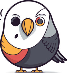Cute cartoon bird. Vector illustration. Isolated on white background.