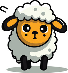 Cute Sheep Cartoon Character Vector Illustration. Cute Animal Emoji