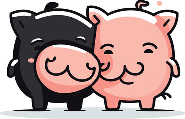 Piggy bank and piggy bank. Vector illustration in cartoon style.