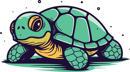Cute cartoon turtle isolated on white background. Hand drawn vector illustration.