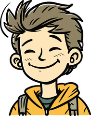Illustration of a boy with a smile on his face. vector illustration