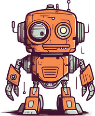 Retro robot. Vector illustration. Isolated on white background.