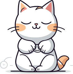 Cute cat cartoon vector illustration. Cute cartoon cat character.