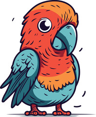Parrot vector illustration. Isolated on white background. Hand drawn.