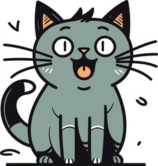Cute cartoon cat. Vector illustration in doodle style.