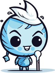 Funny ice ball character vector illustration. Ice ball mascot design.