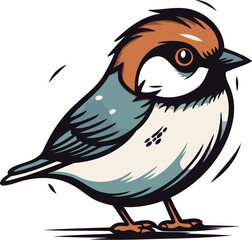 Vector illustration of a cartoon sparrow. Isolated on white background.