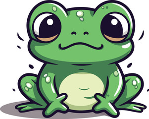 Frog cartoon character isolated on a white background. Vector illustration.
