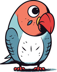 Illustration of a cute parrot on a white background. Vector illustration