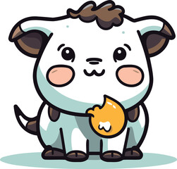 Cute cartoon cow with egg. Vector illustration of farm animal.