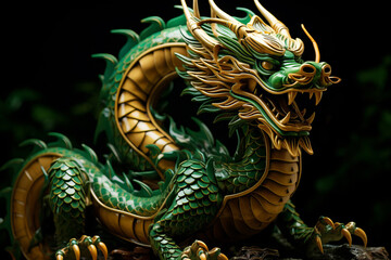 Green Dragon. Symbol of Happy Chinese New Year 2024 is Wooden dragon. Chinese astrology, horoscope 2024 sign