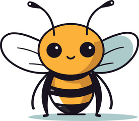 Cute cartoon bee vector illustration. Cute cartoon bee character.