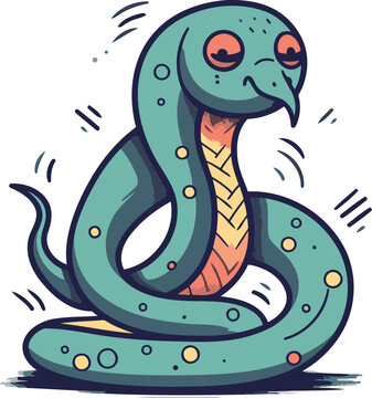 Cute cartoon snake. Vector illustration. Isolated on white background.