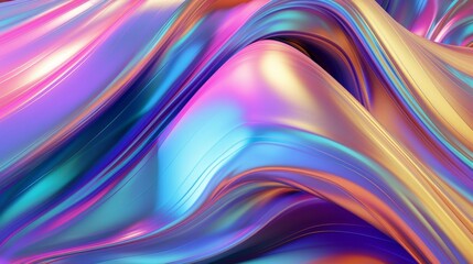Metallic 3D image of abstract 3D futuristic cyberpunk 4k hyper realism detailed isolated colorful metallic reflective holographic flow silk iridescence