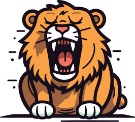 Lion Cartoon Mascot. Vector Illustration. Isolated on White Background.