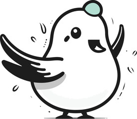 Vector illustration of cute cartoon penguin. Isolated on white background.