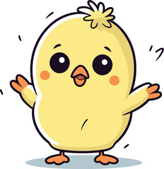 Cute little chick cartoon character vector illustration. Happy Easter greeting card.