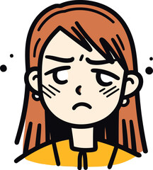 Illustration of a girl with a sad expression on her face.