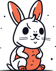 Cute little rabbit. Vector illustration in doodle style.