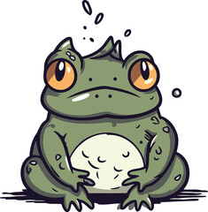 Frog with big eyes. Vector illustration on a white background.