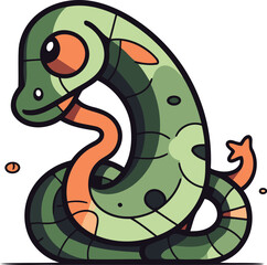 Cute cartoon snake. Vector illustration isolated on a white background.