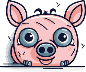 Cute pig character. Vector illustration. Cute cartoon pig.