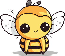 Cute bee character cartoon mascot vector illustration. Cute honey bee.
