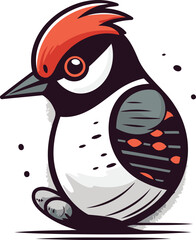 Cartoon Woodpecker. Vector illustration. Isolated on white background.