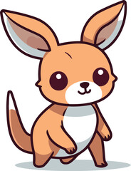 Cute kangaroo cartoon character. Vector illustration in flat style