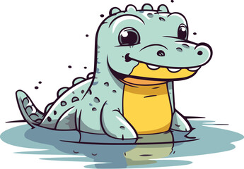 Cute cartoon crocodile. Vector illustration on a white background.