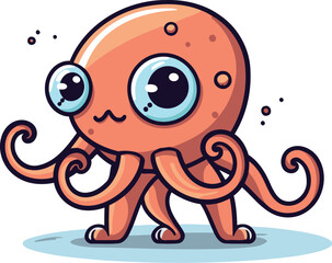 Cute cartoon octopus. Vector illustration. Isolated on white background.