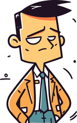 Angry man in office suit. Vector illustration in linear style.