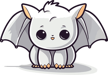 Cute cartoon bat isolated on a white background. Vector illustration.