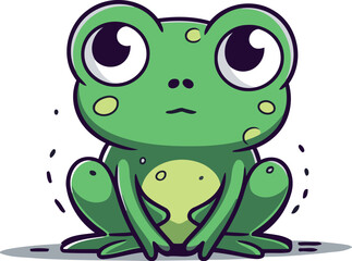 Frog with sad eyes. Cute cartoon character. Vector illustration.