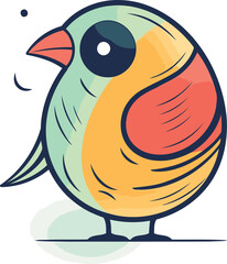 Cute cartoon bird. Vector illustration in flat style. Isolated on white background.