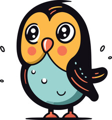 Cute cartoon penguin. Vector illustration isolated on white background.