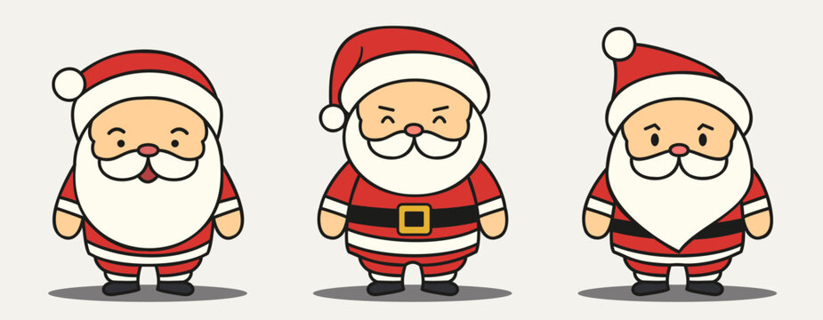 Set of cute Santa Claus illustrations