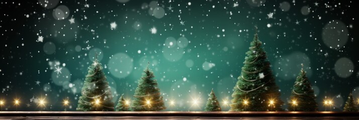 Fototapeta na wymiar Sparkling and Elegant Christmas Tree with Ornaments on Festive Holiday Greeting Card Background