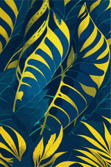 Fototapeta na wymiar 2D Vector Monstera Leaves Gift Design with Navy and Yellow