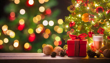 fondo navideño con arbol de navidad y regalos