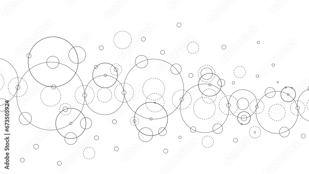 Poster Technology abstract background. Abstract geometric background. Connected circles. Network of circles.