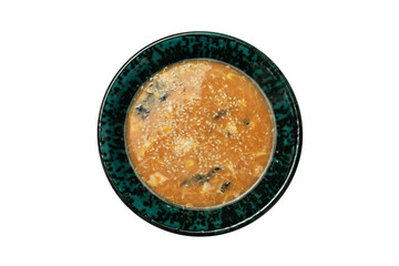 Asian soup with seafood in a plate